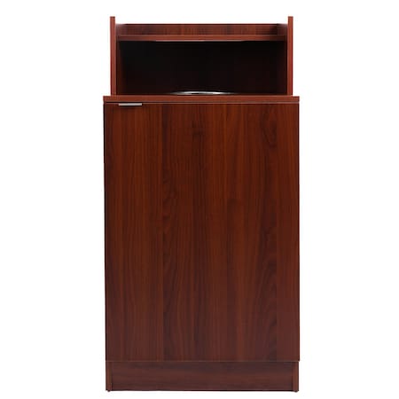 Alpine Industries Mahogany Waste Receptacle Enclosure with Drop Hole and Tray Shelf ALP476-DH-MA